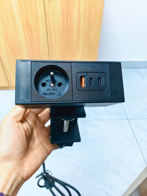 Latest company case about Custom Clamp Edge Socket Solution for European Office Workspaces Without Interfering with Desk Screens