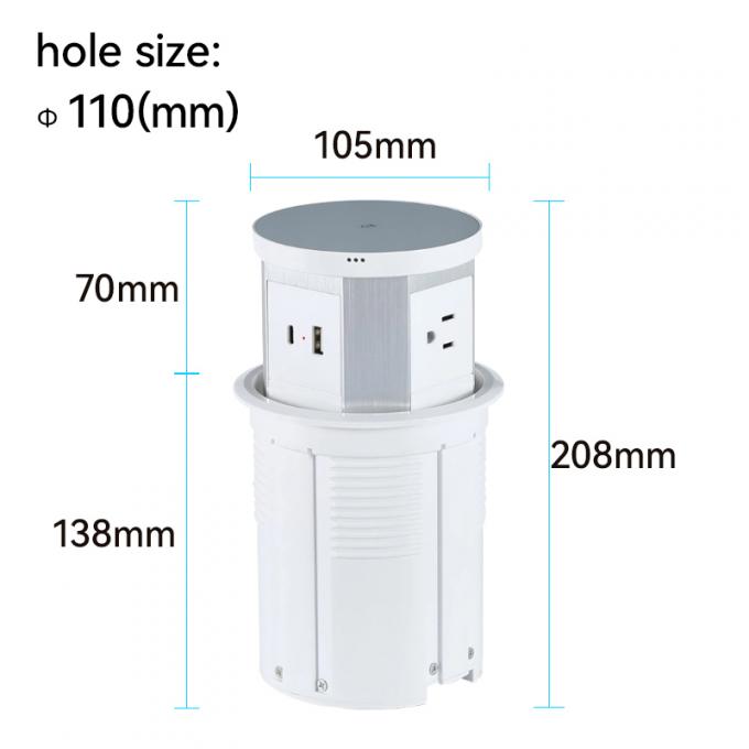 Pop Up Outlet with 15W Wireless Charging & 3 Sockets