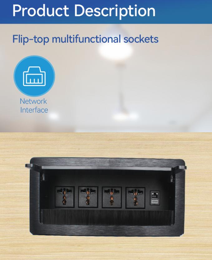 Module Socket Universal Silent Flip Up Socket with Alloy Faceplate & 2 Type G Sockets