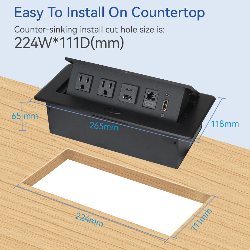 Socket Point Box Pop Up Socket Box with Multi Outlets and Damped Spring