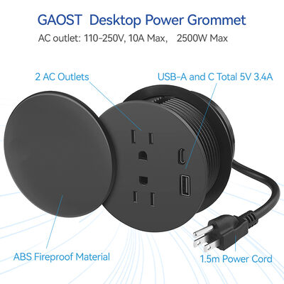 Waterproof ETL Certified Desk Power Grommet with 20W Charging and Rotating Lid
