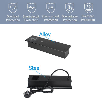 Sliding Desktop Conference Table Electrical Sockets 15W Qi UKCA Certificated