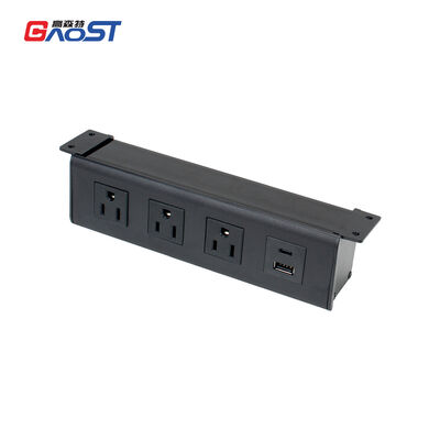 222mm Mount Surge Protector Under Desk Power Outlet QC 3.0 USB