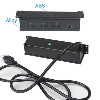 222mm Mount Surge Protector Under Desk Power Outlet QC 3.0 USB