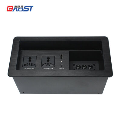 Electrical Cubby Audio Visual Box Multimedia Modular Wall Socket For Meeting Room Table