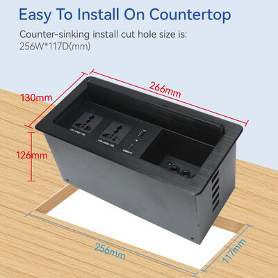 Electrical Cubby Audio Visual Box Multimedia Modular Wall Socket For Meeting Room Table