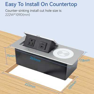 Hidden Pop Up Socket 15W QI Charger Desk Mounted Power And Data Sockets