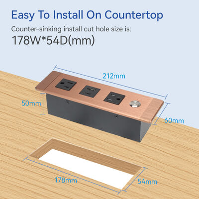 Alloy Shell Recessed Power Strip Surge Outlet Usb Charging UKCA Certificated