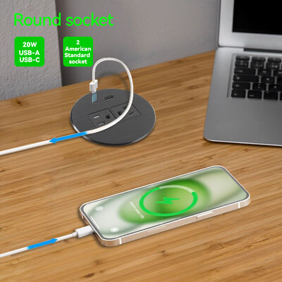 UL CUL Certified Desk Power Grommet with 20W USB Charging and 80mm Hole Size for Office and Home