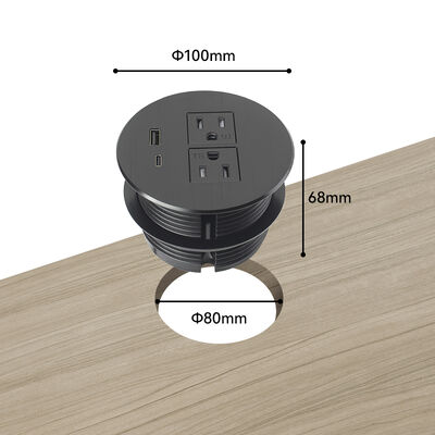 UL CUL Certified Desk Power Grommet with 20W USB Charging and 80mm Hole Size for Office and Home