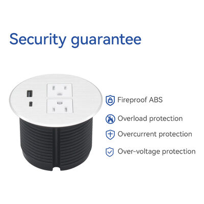 30W USB Charging UL Certified Desk Power Grommet with 80mm Cut for Office Desk Power Outlet