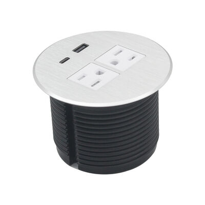 30W USB Charging UL Certified Desk Power Grommet with 80mm Cut for Office Desk Power Outlet