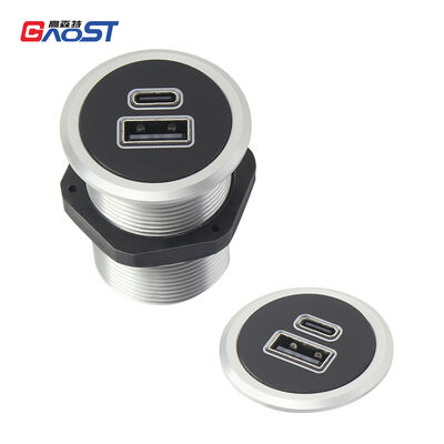 20W/65W Recessed USB Charger with Aluminum Alloy Housing for Sofa and Furniture 31mm Hole Size