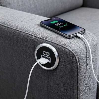 20W/65W Recessed USB Charger with Aluminum Alloy Housing for Sofa and Furniture 31mm Hole Size