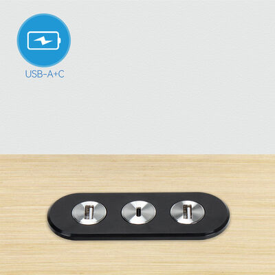 Oval Recessed USB Charger Power Grommet 2USBA 1USBC 20W Output