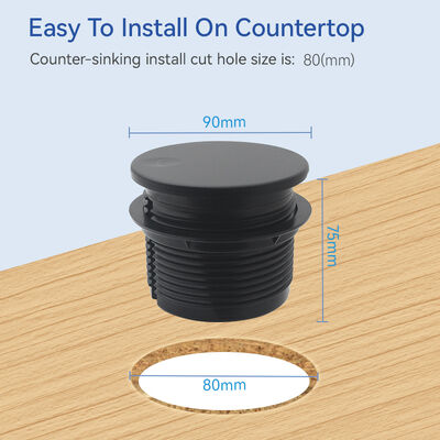 ABS Plastic USB C Desk Power Grommet Socket 82mm Dia 240V