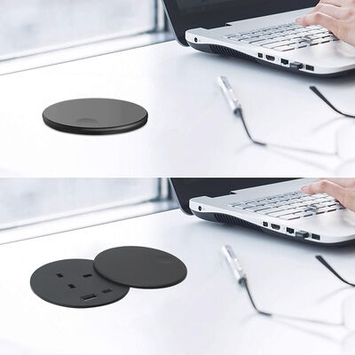 ABS Plastic USB C Desk Power Grommet Socket 82mm Dia 240V