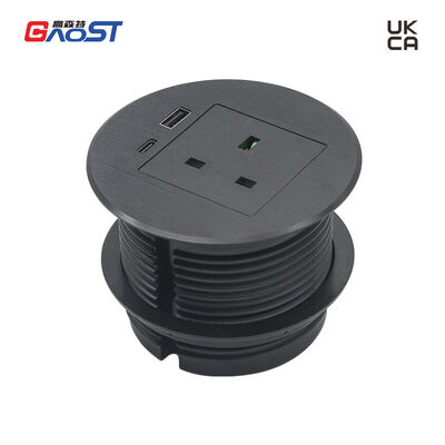 UKCA Certified 20W USB Charging Recessed Desktop Outlet with 80mm Hole Desk Power Grommet