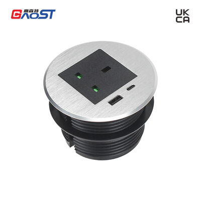 UKCA Certified 20W USB Charging Desk Power Grommet with 80mm Hole Size Recessed Desktop Outlet