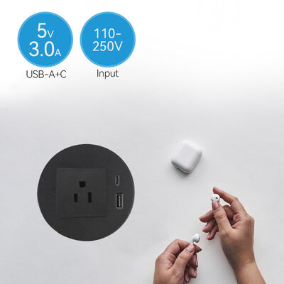 Table Mounted Grommet Power Outlet Plug Sockets QC3.0 USB 80mm UL Standard