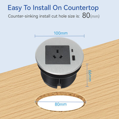 Commerical Desk Power Grommet USB C Sockets SAA Certified For Office Workstation