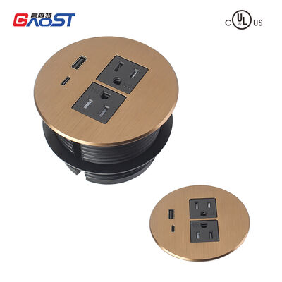 Alloy Metal Recessed Table Power Grommet Outlet 20W USB Charging