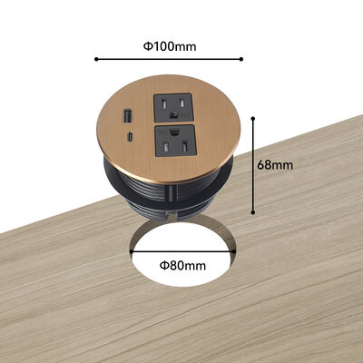 Alloy Metal Recessed Table Power Grommet Outlet 20W USB Charging