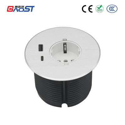 German Schuko Desk Power Grommet Electrical Socket With PD 20W 80mm For Office Furniture
