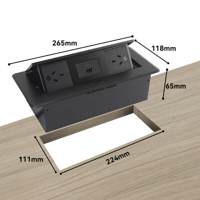 SAA Pop Up Switch Box Power Outlet Under Desk Kitchen Countertop