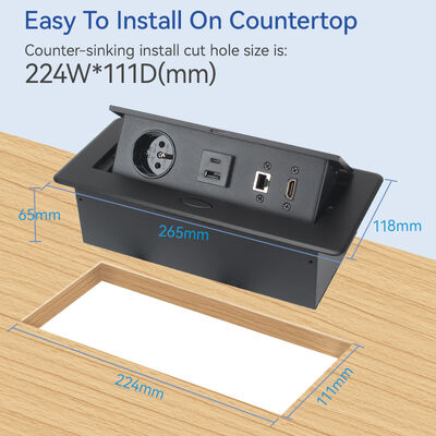 French Recessed Pop Up Socket Box with 20W Charge and Damped Spring Structure for Seamless Tabletop Outlet Integration