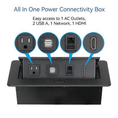 Recessed Floor Pop Up Socket Box Electrical Outlet 10W USB Space Saving