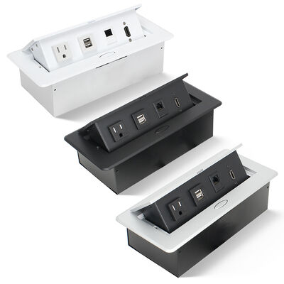 Recessed Floor Pop Up Socket Box Electrical Outlet 10W USB Space Saving