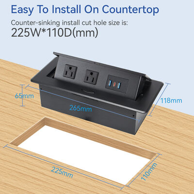 UL CUL Certified Pop Up Socket Box with 20W USB Charging and Retractable Damped Spring Tabletop Outlet