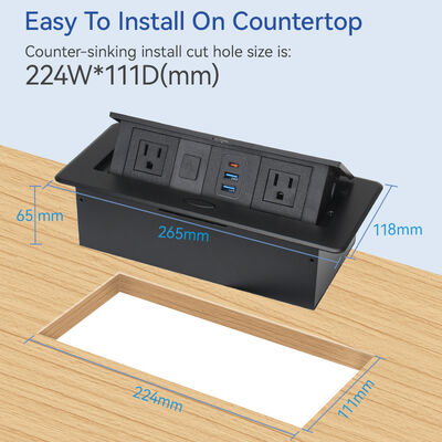 20W Retractable Pop Up Socket Box Office Desk Plug For Seamless Furniture Integration