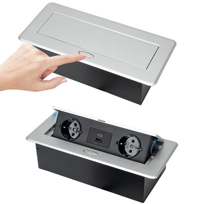 Modern Damped Pop Up Socket Box 20W USB Desk Plug Alloy faceplate