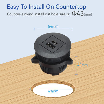 Furniture Recessed USB C Power Grommet Charger 20W Output