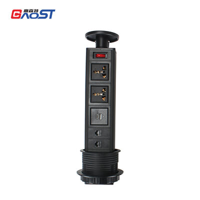 Office Retractable Pop Up Counter Outlet Power Electrical Socket RJ45 LAN RJ11 Telephone