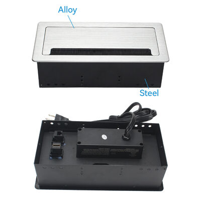 Desktop Pop-up Power Socket Box with 20W USB-C Charging RJ45 CAT6 Network Port and Alloy Faceplate Steel Base