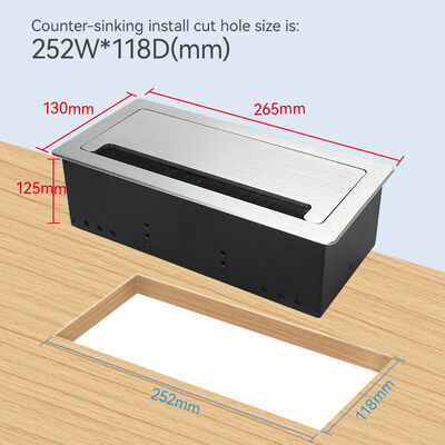 Desktop Pop-up Power Socket Box with 20W USB-C Charging RJ45 CAT6 Network Port and Alloy Faceplate Steel Base