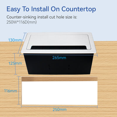 Flip Up Conference Electrical Socket with 2 Schuko Outlets RJ45 CAT6 HDMI Jack and Aluminum Alloy Faceplate