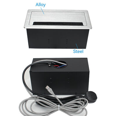 UKCA Certified Flip Up Socket with 2 Type G Sockets 10W USB Charge and CAT6 RJ45 for Conference Rooms