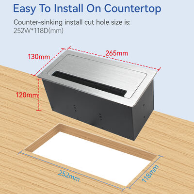 UKCA Certified Flip Up Socket with 2 Type G Sockets 10W USB Charge and CAT6 RJ45 for Conference Rooms