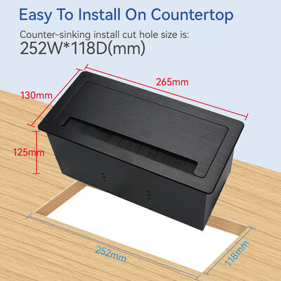 Pop Up Power Strip with 4 Universal Power Sockets and CAT6 RJ45 Aluminum Alloy Faceplate Smooth Damping Operation