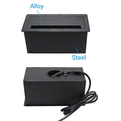 Pop Up Power Strip with 4 Universal Power Sockets and CAT6 RJ45 Aluminum Alloy Faceplate Smooth Damping Operation