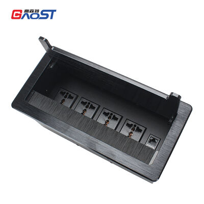 Pop Up Power Strip with 4 Universal Power Sockets and CAT6 RJ45 Aluminum Alloy Faceplate Smooth Damping Operation