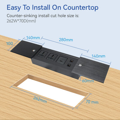 Sliding Socket Desktop Connection Box with 20W USB RJ45 LAN and Sliding Cover for Conference Table Power Outlet
