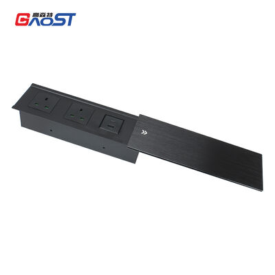 Boss Tabletop Sliding Socket UK Desk Mounted Power Outlet For Workstation