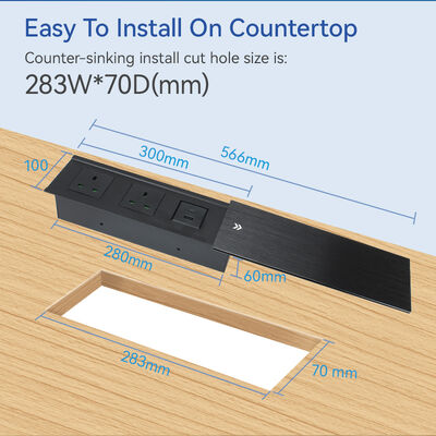 Boss Tabletop Sliding Socket UK Desk Mounted Power Outlet For Workstation
