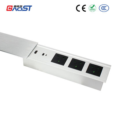 Embedded Sliding Socket Power Outlet with 3 Type G UK Outlets 20W USB A+C and 1 HDMI Port for Conference Tables