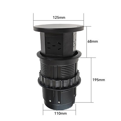 Countertop Retractable Power Socket Outlet Waterproof IP65 15W QI Wireless Charger